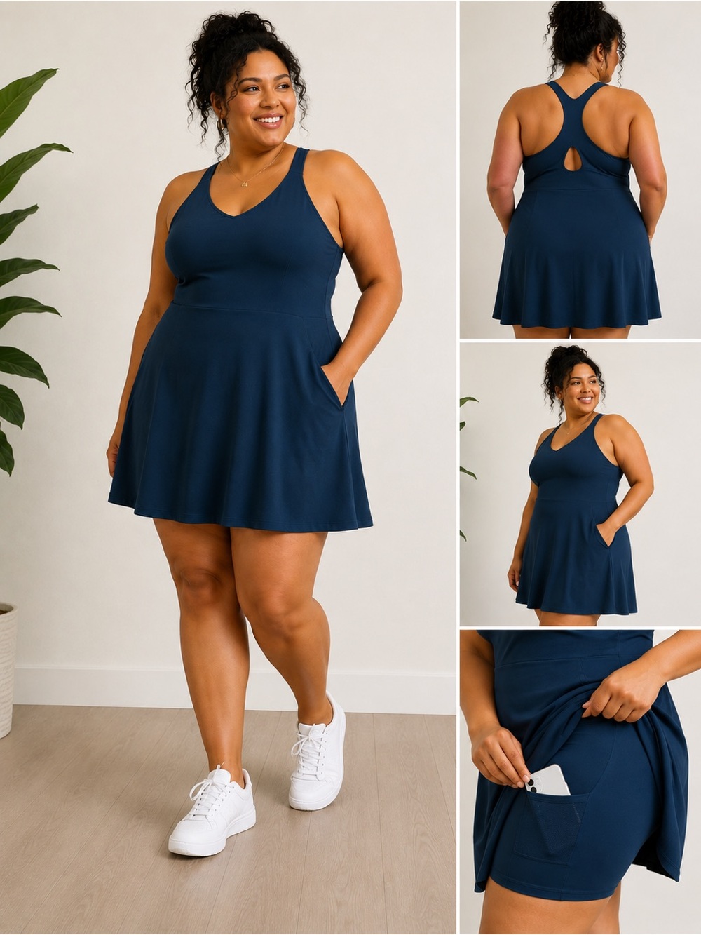 Girlfriend Collective Lola Dress 4XL Black FLOAT Active Dress Built-In Shorts